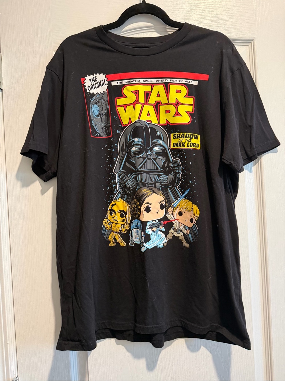 Funko Star Wars Black Tee with Yellow & Red Logo and Multicolor Characters